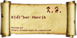 Kléber Henrik névjegykártya
